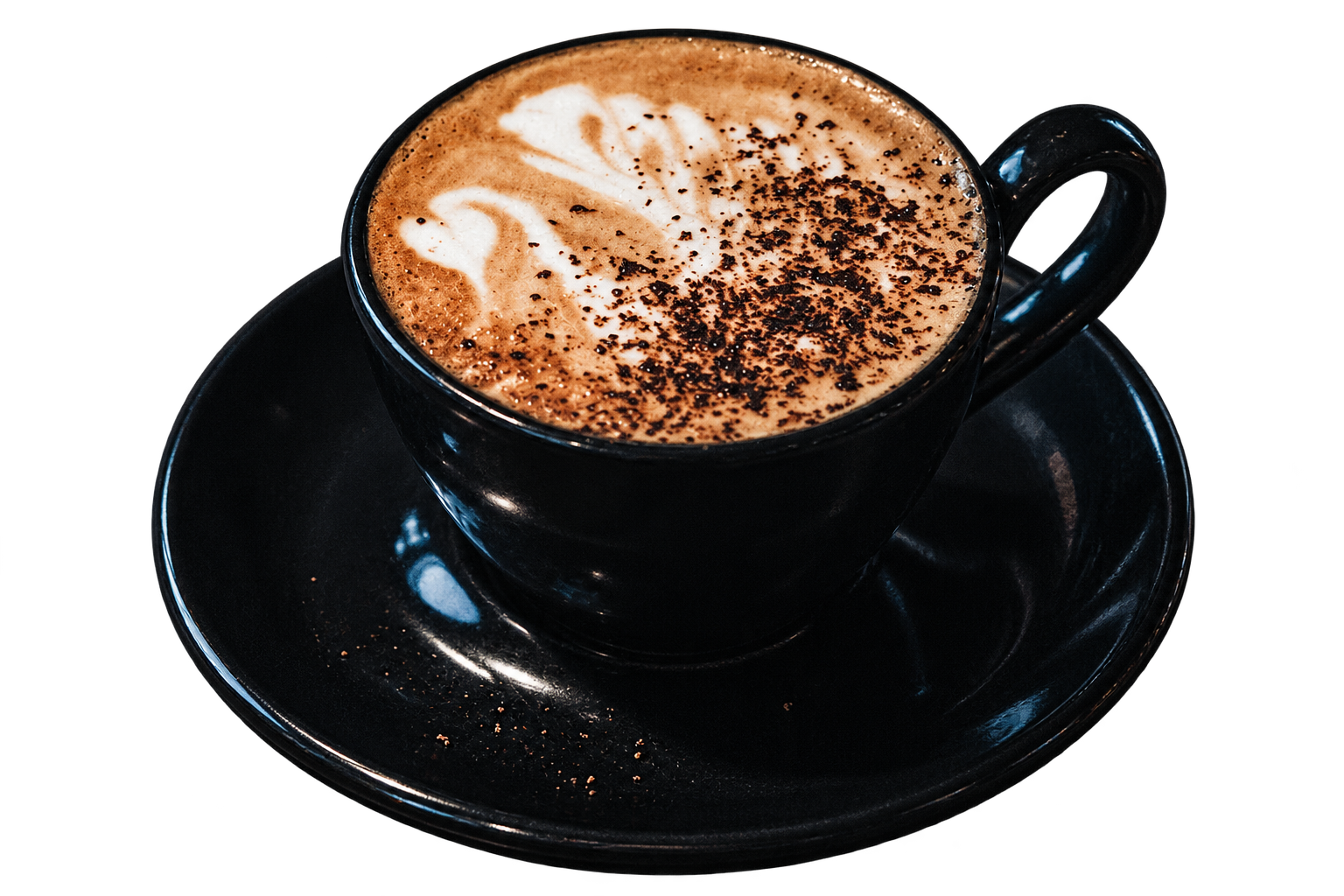 Siyah seramik fincanda cappuccino